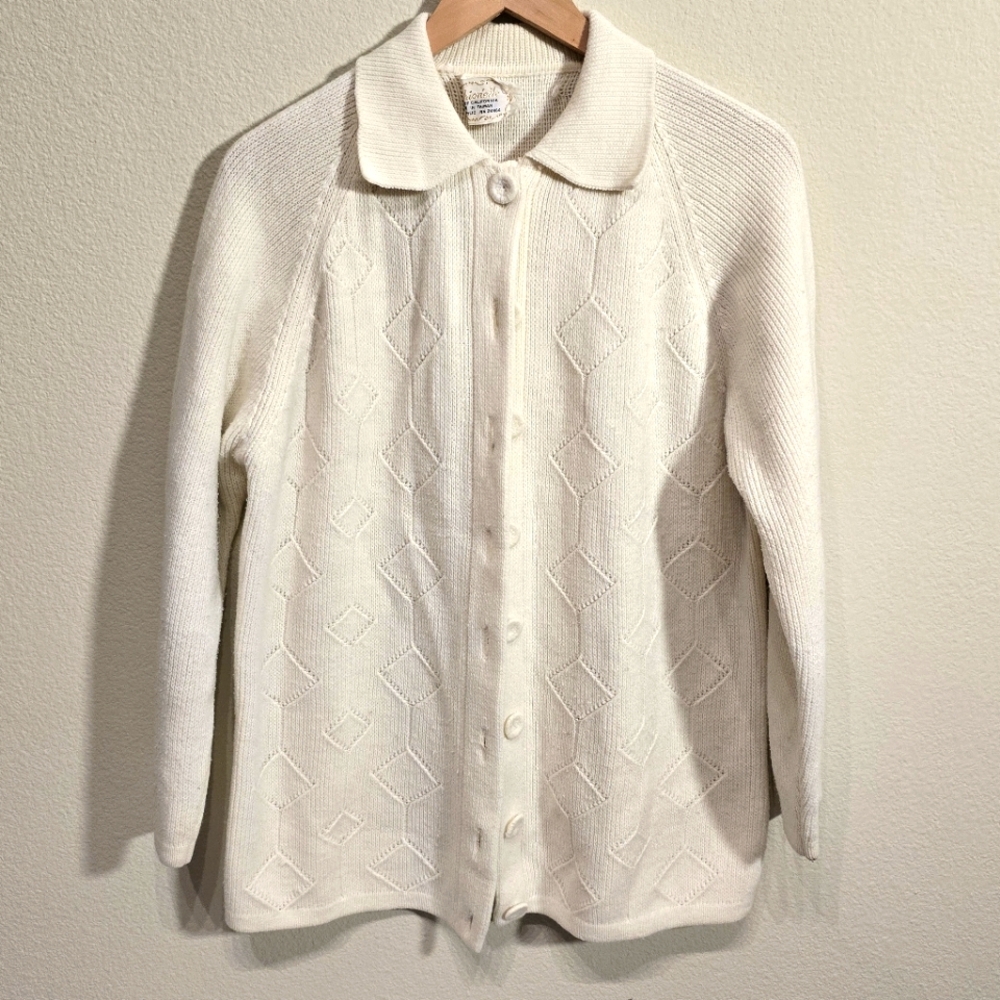 Vintage Fashion'elle Ades Of California Women's White Knit Sweater